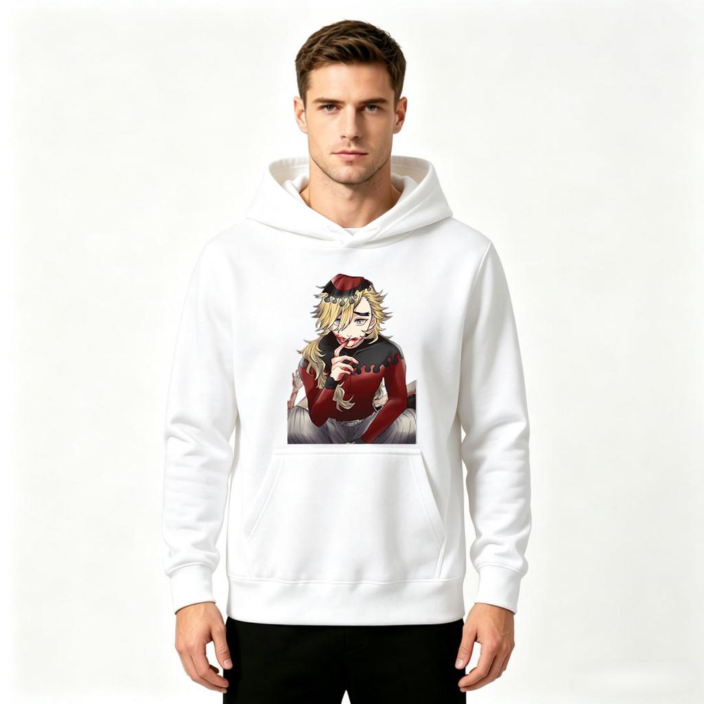 Men's Printed Pullover Hoodie Anime Demon Character Casual Long Sleeve Sweatshirt