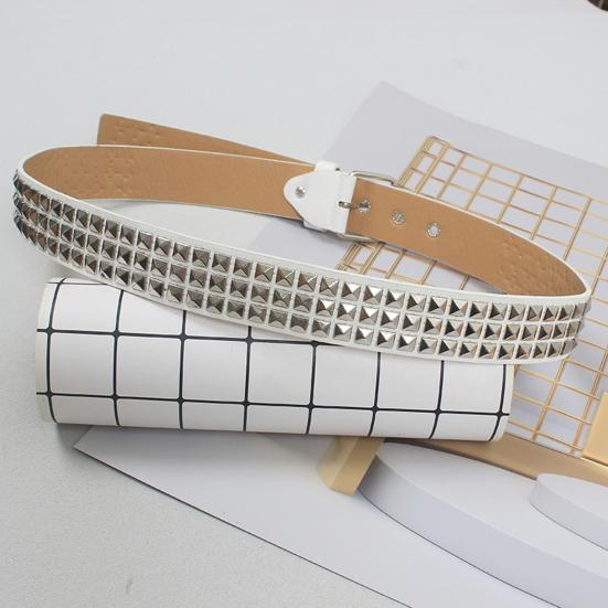 Punk Style Studded Belt Square Rivets Adjustable Straps Rock Waistband Women Girls Gothic Scene Accessories