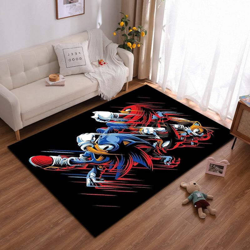 Colorful Sonic Characters Action Art Non-slip rug suitable for living room and bedroom sofas