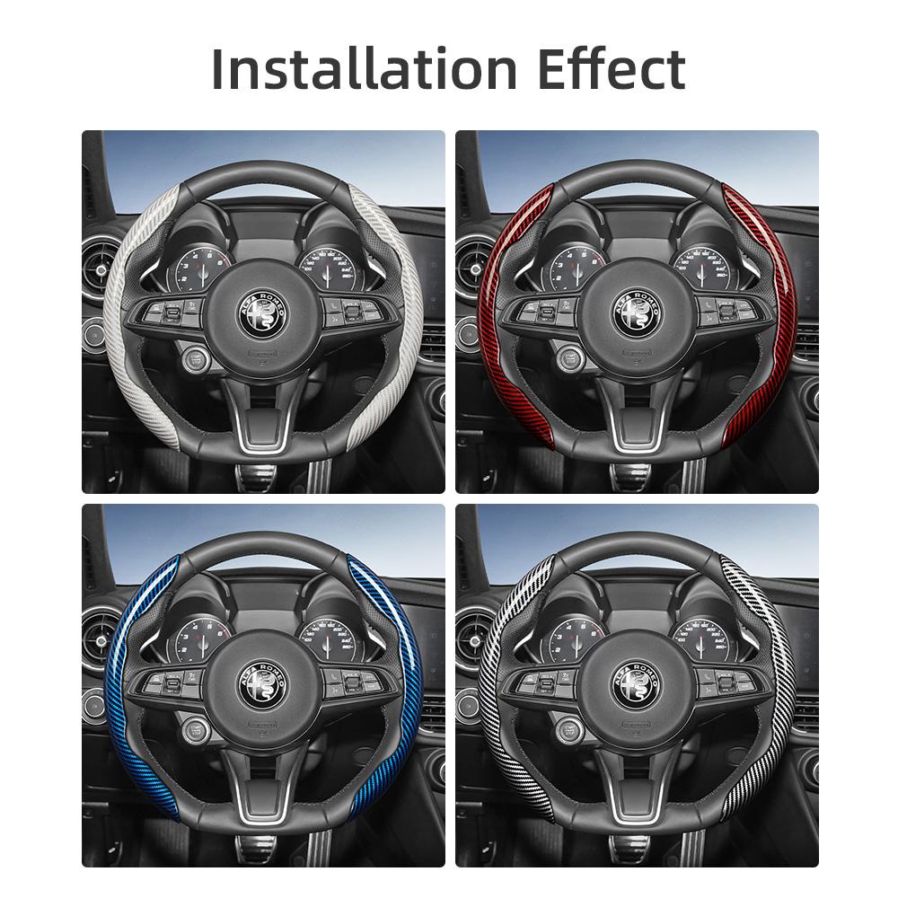 LUBTW1 Suitable for Alfa Romeo Carbon Fiber Texture Steering Wheel Cover with Segmented Quick-Release Design, Durable, for Models Such as Junior,