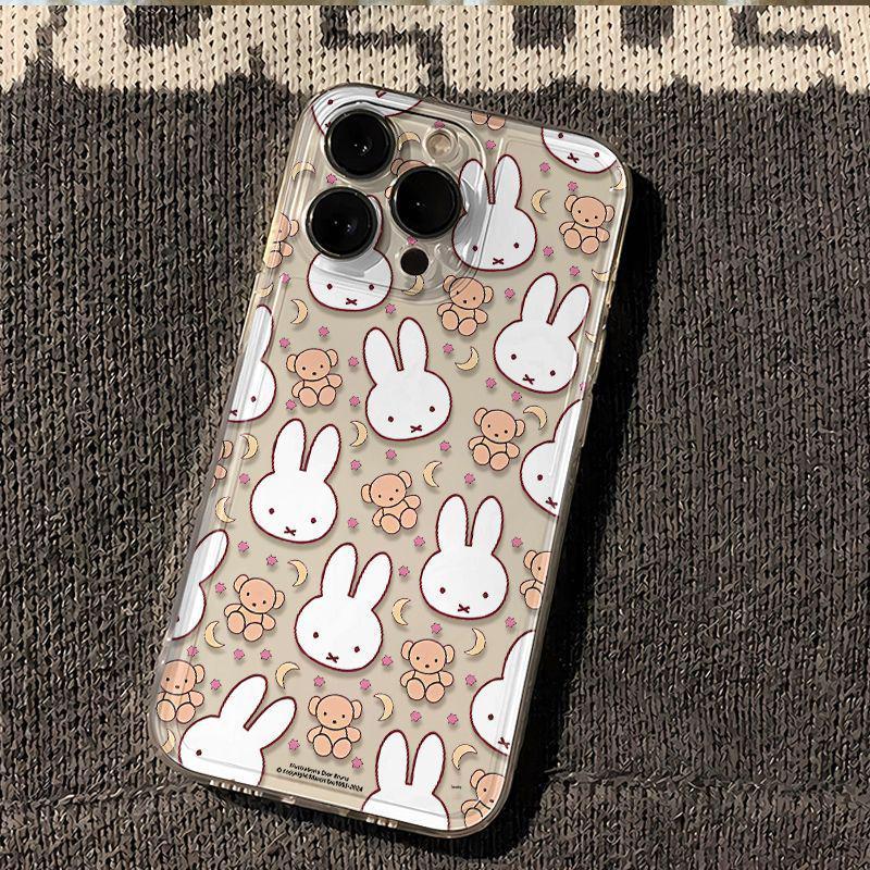 Прозрачный мультяшный чехол Miffy Rabbit & Bear для Apple XS/13Pro/14/15/16/17 Pro Max