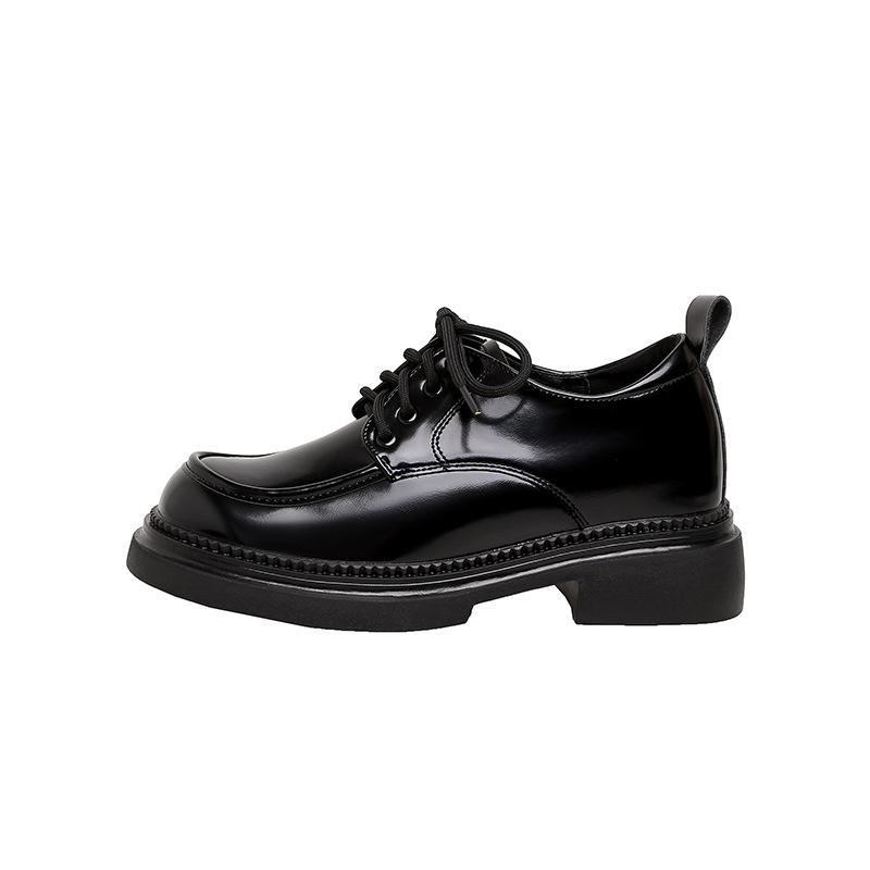 Лоферы женские туфли осень и зима новые популярные бархатные на шнуровке черные туфли на платформе с мягкой подошвой британские маленькие кожаные туфли