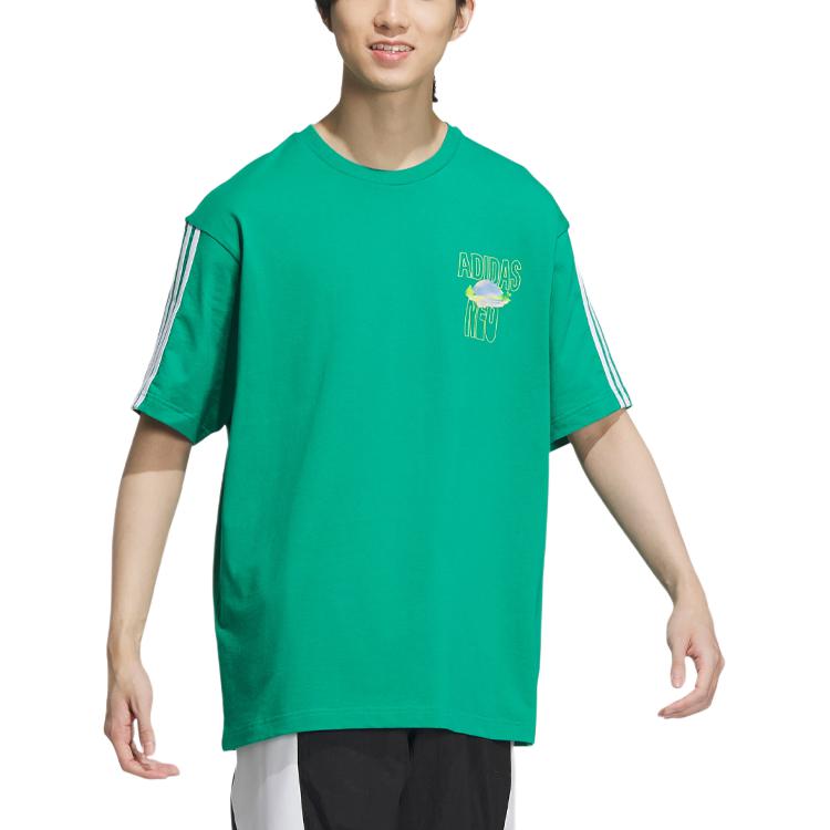 Adidas Neo T Shirts Unisex Lawn Green Crew Neck Moderate Straight Fit IA6744