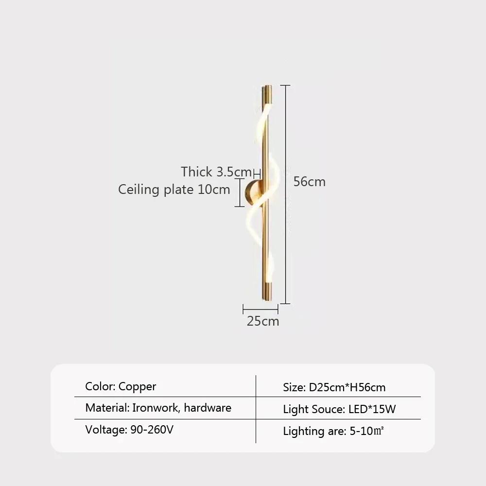 Wall Lamp LED Modern Black/Gold Music Note Spiral Wall Sconce For Bedroom Living Room Study Hallway Stairway Home Decor Lighting