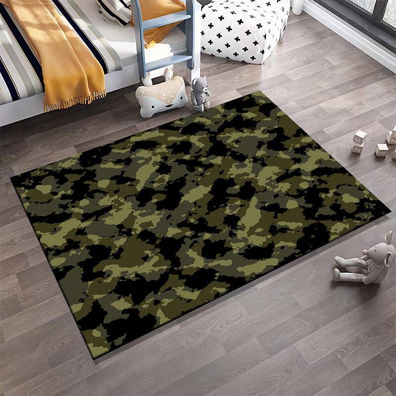 Army Military Camouflage Pattern Carpet in Green and Black Tones1Rug for Decor Suitable for use as an anti-slip1 for1room and bedroom sofas