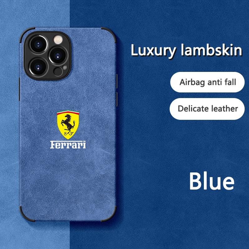Автомобильный Чехол-Наклейка из Замши Для Ferrari Для iPhone 16 15 13 14 Pro Max Mini 8 XR XS 16 Plus 15Pro Max