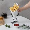 Ceramic French Fry Rack Set Iron Hanging Rack Snack Bowl Display Rack Cone-shaped Cake Dessert Plate Sauce Dish Tasting Plate