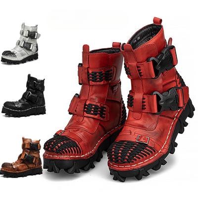 Новые мужские мотоциклетные ботинки из натуральной кожи военные боевые ботинки готические панк-ботинки с черепом тактические ботинки мужские базовые ботинки на платформе