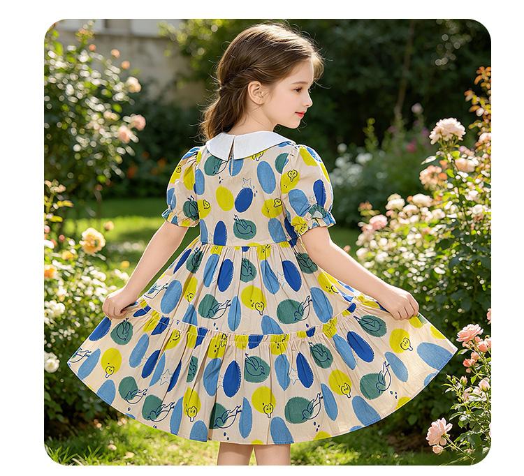 Girls' Summer Pure Cotton Doll Neck Dress