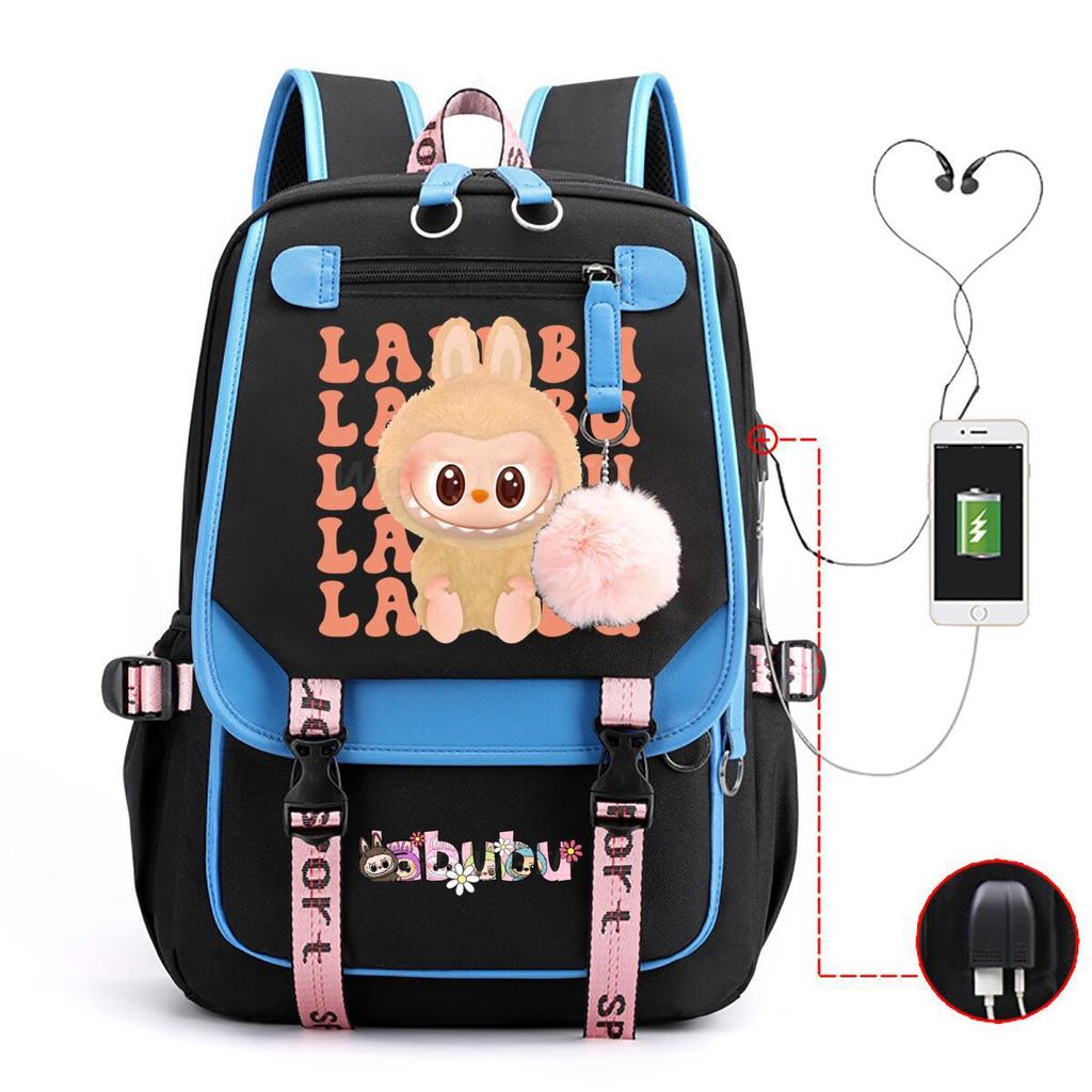 Милый рюкзак с мультяшным принтом LABUBU для учеников средней школы, вместительная школьная сумка в стиле инс