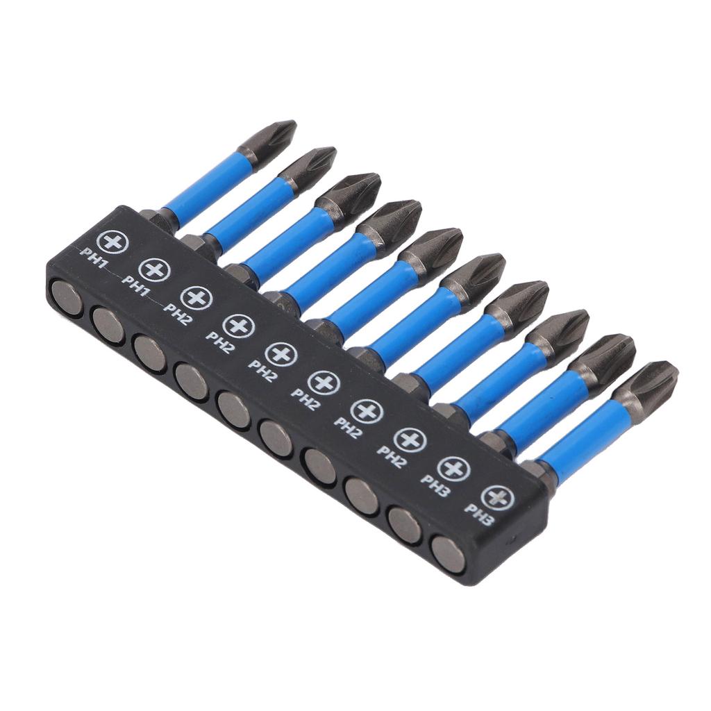 Набор из 10 шт. магнитных бит для отвертки PH для электроинструмента PH1 PH2 PH3 2 дюйма 50 мм сталь S2 с 1/4 дюйма