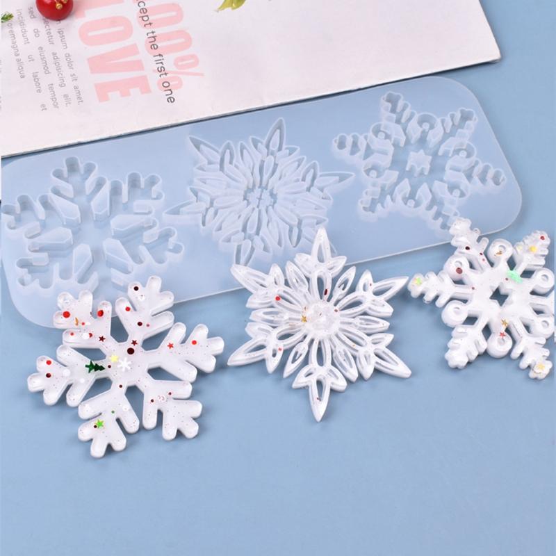 Snowflake Resin Mold Silicone Casting Craft Christmas Mold Decoration Necklace Earring Pendant Keychain Resin Mold