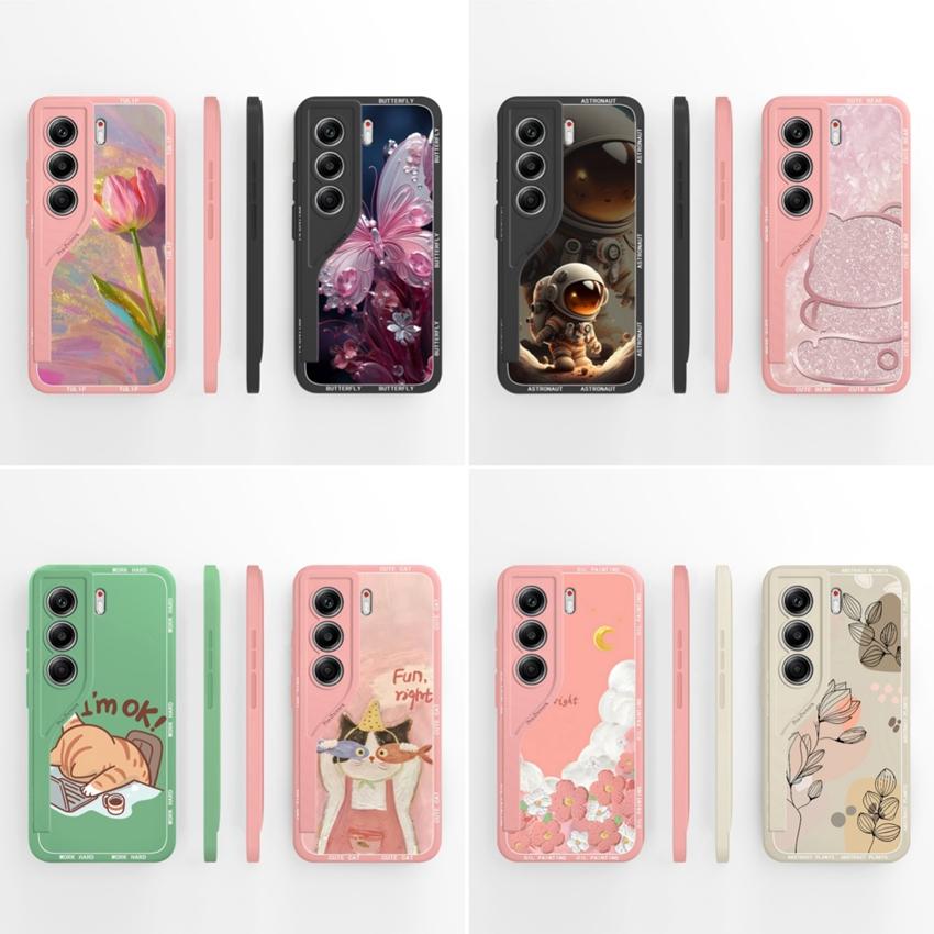 Coques For Tecno Camon 40 Pro 5G Cover Cases Fashion Graceful Flowers Patterns Smooth Liquid Silicone Anti Fall Protective Shell