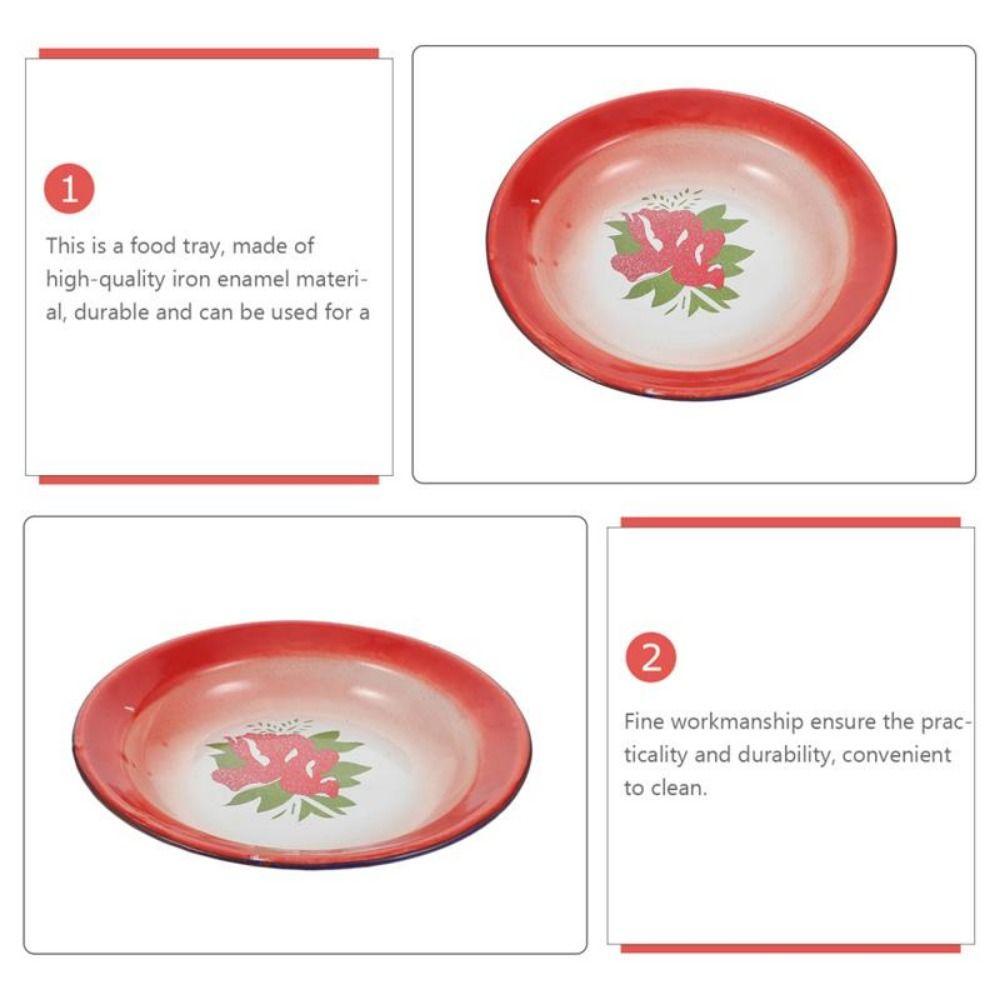 Старомодная железная эмалированная миска тарелка Ностальгическая тематика Поднос для хранения еды Круглая эмалированная тарелка Фрукты