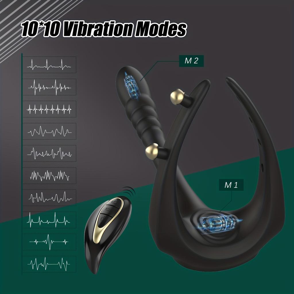 1pc Penis Ring Vibrator, Anal Plug Male Prostate Massager, Delayed Ejaculation Locking Penis Ring, Testicle Massage Stimulator