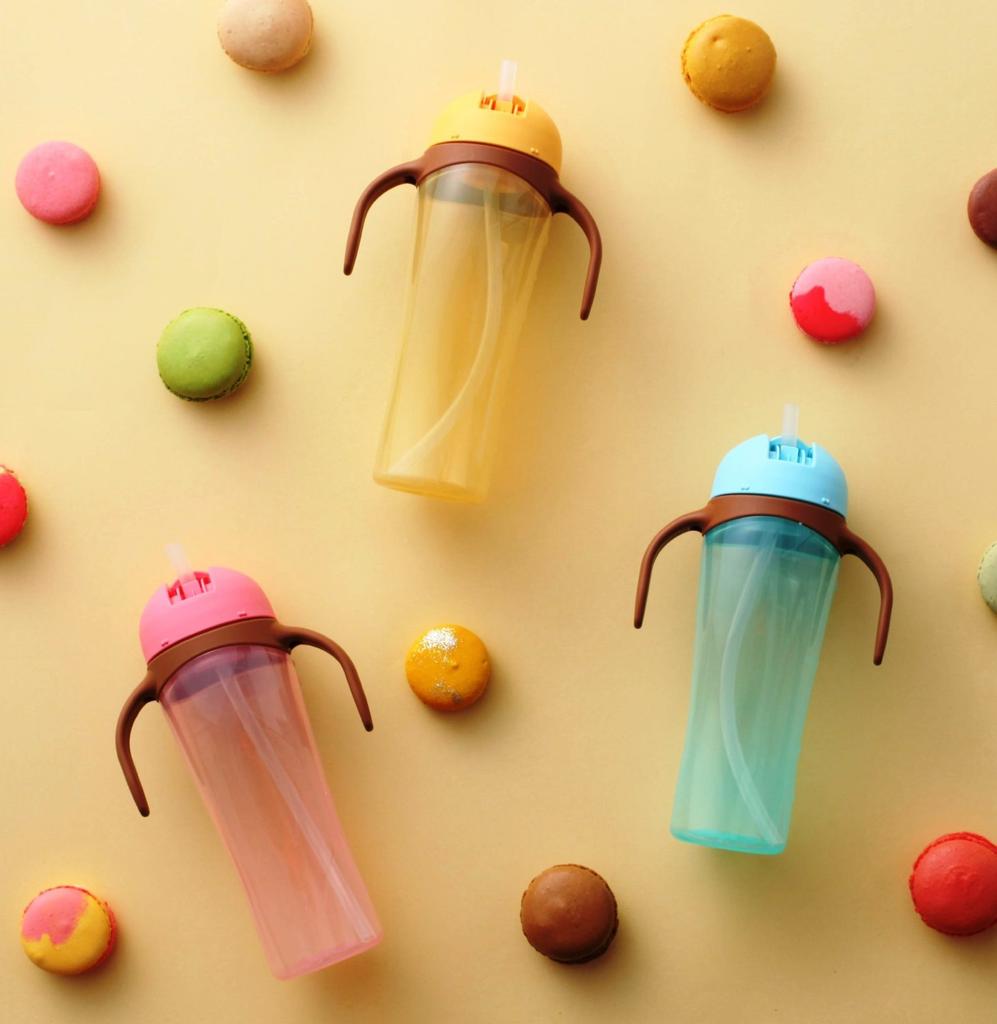 Бутылочка Pigeon с трубочкой 330 мл розовая, высокая, вместимость,