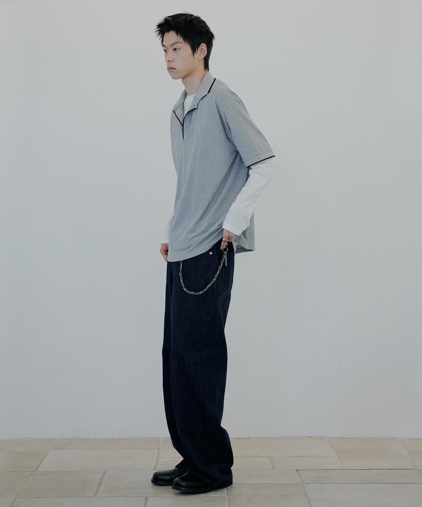 NUAKLE Line Pique Shirt_Gray