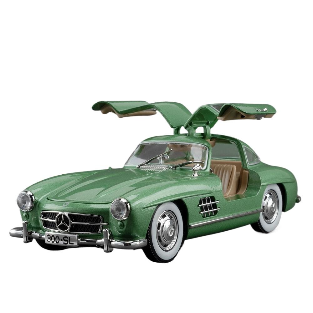 1/24 Mercedes-Benz 300SL Vintage Diecast Alloy Miniature Toy Car Model Pull Back Sound Light Classical Collection Gift for Boy