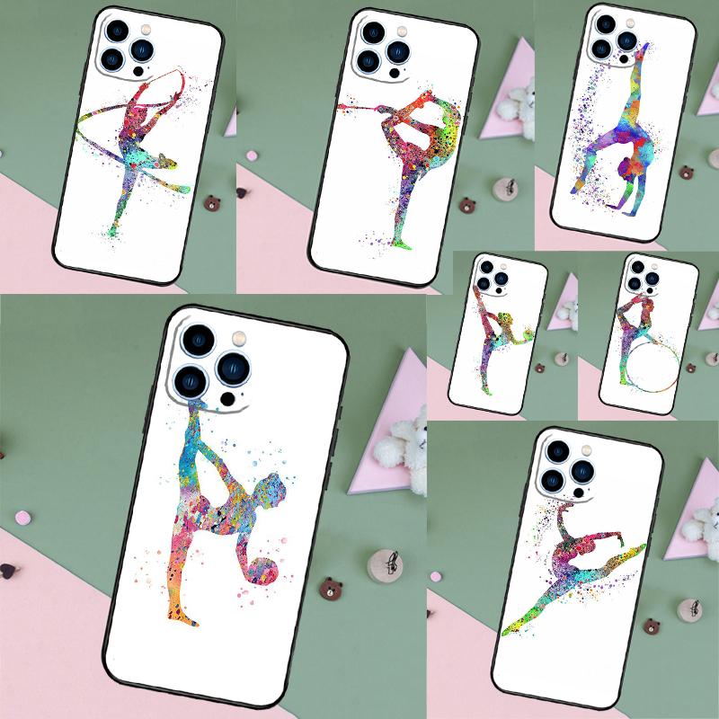Акварельный чехол для iPhone 17 Pro Max 15 14 13 12 11 16 Pro Max Plus 12 13 Mini 16e 17 Air с принтом "Гимнастика"