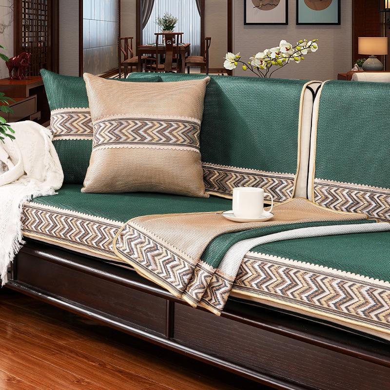 Летний нескользящий высококачественный комбинированный чехол для дивана из цельного дерева, чехол для сиденья из ледяного шелка, полотенце на спинку