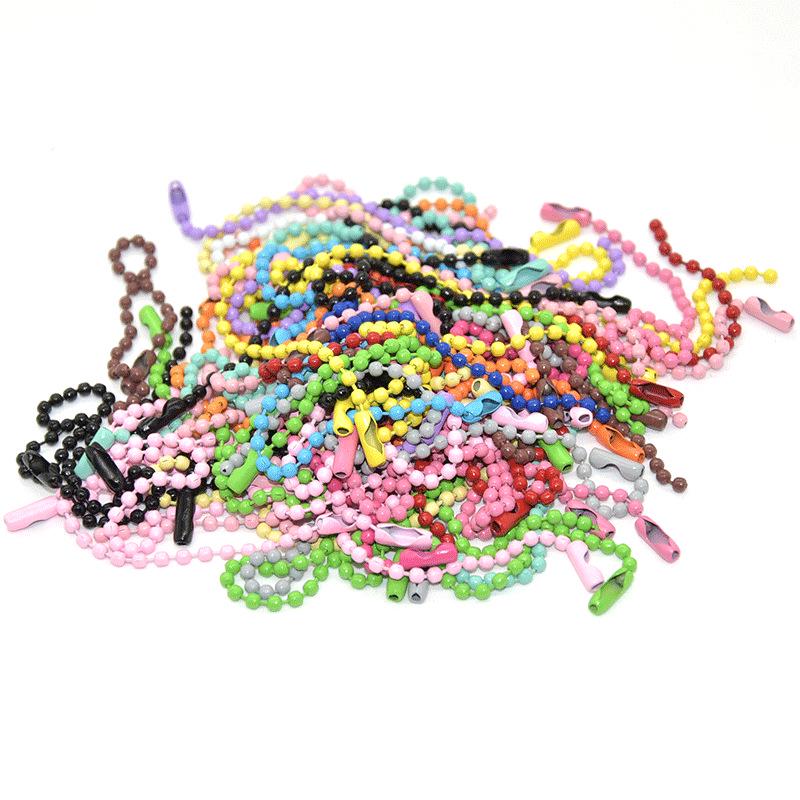 2.4mm Colorful Bead Chain for DIY Jewelry – Painted Iron Wave Chain with Buckle Pendant Connector