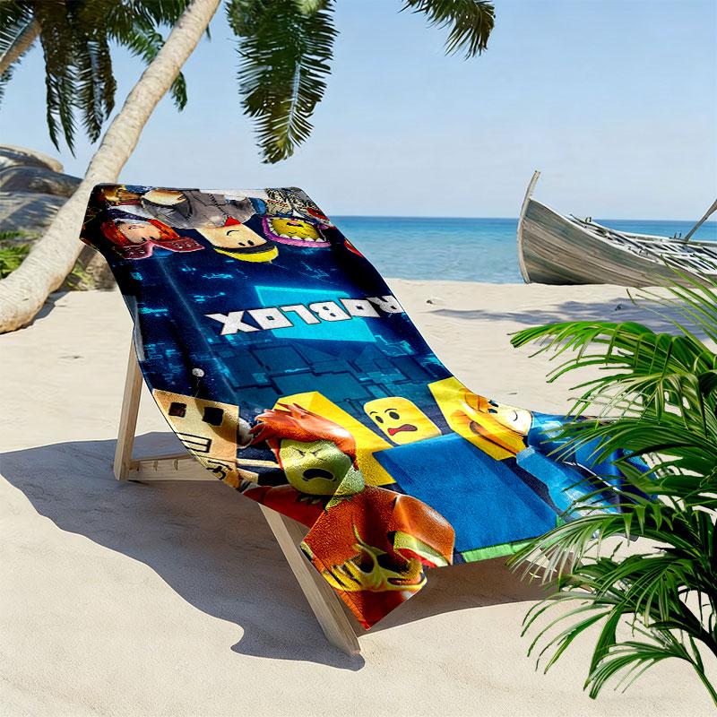 Roblox Cartoon Print Beach Towel, Large Soft Quick Dry Towel for Beach Camping Swimming