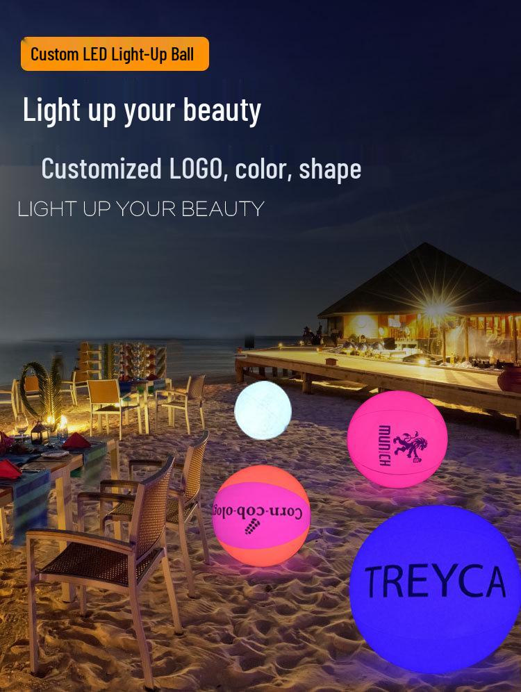 Светодиодный надувной пляжный мяч с изменяющимся цветом - Управляемый пультом, Водонепроницаемый, Реквизит для бассейна и концерта