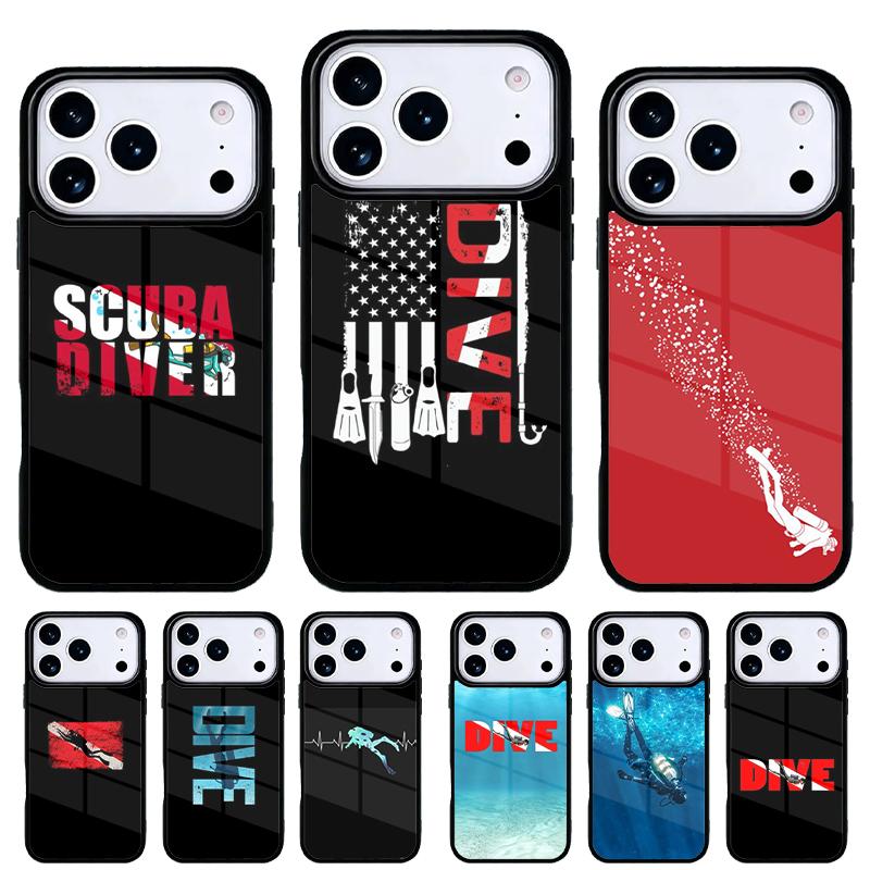 Scuba Diver Diving soft Phone Case for iPhone 17 Air 16e 15 14 13 Pro Max Back Cover for 12 11 Pro Coque