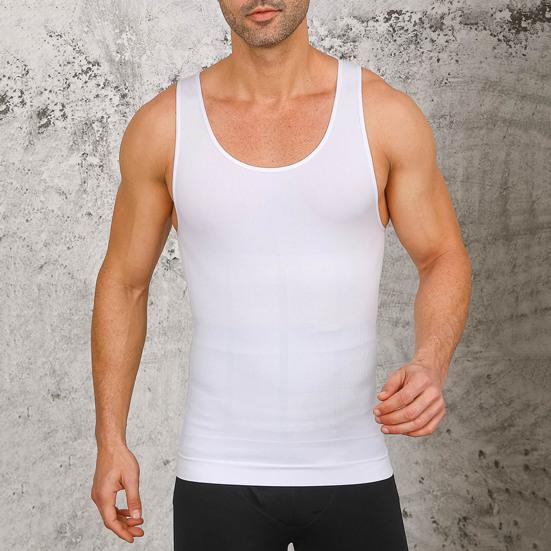 Мужской жилет для фитнеса с U-образным вырезом, без рукавов, корсет для утяжки живота, однотонный, с поддержкой спины, компрессионные топы для тяжелой атлетики