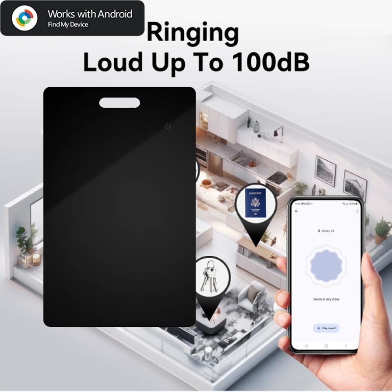 Android Wallet Tracker Card Waterproof– Rechargeable Air Tag for Google Find My Device (Not for IOS/Huawei), Wireless Charging
