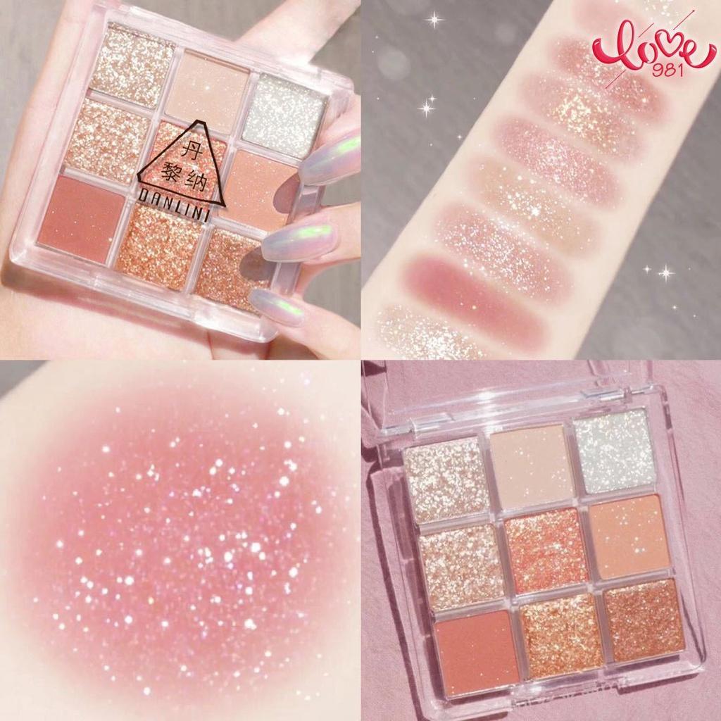 Девятицветная палитра теней для век с блестками и жемчугом Тонирование и осветление Натуральные долговечные водостойкие Студенческий макияж Палитра теней для макияжа