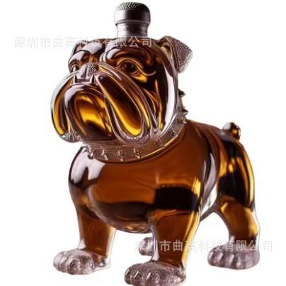 Funny French Bulldog Whiskey Bottle, Humor Novelty Decanter, Creative Gift, 250ml Clear Glass