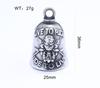 Stainless Steel Tarnish Free Punk Wings Cross Motorcycle Bell Pendant Necklace Crafts Guardian Biker Gremlin Bell for Men Women