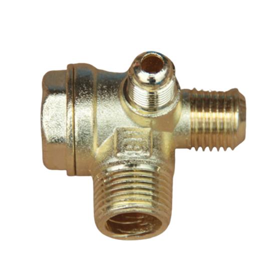 Air Compressor Check Valve 3-Way Easy Installation Copper/Zinc Alloy Male Threaded Unidirectional Check Valve Pipe Fitting for Air Compressor