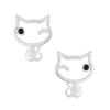 Winking Cat Stud Earrings- Sterling Silver