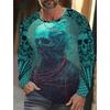 Men's Long-sleeved T-shirt 3D Printed High-definition Skull Stitching Printing Men's Autumn Tops Casual Round Neck Home Clothes