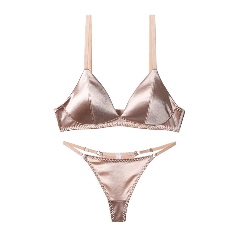 Французский комплект нижнего белья для женщин, сексуальный бюстгальтер с глубоким V-образным вырезом и леопардовым принтом, бесшовный комплект нижнего белья из ледяного шелка, высококачественный бюстгальтер и стринги