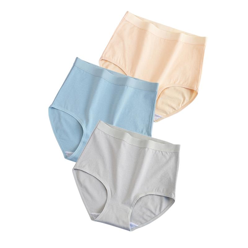 3 шт./лот! Хлопковое нижнее белье, женские трусики с высокой талией, удобные однотонные трусы, большие размеры M-3XL