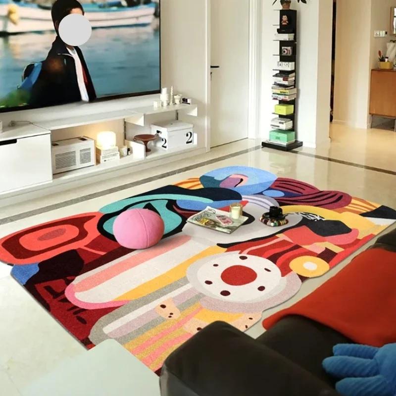 Living Room Carpet Colorful Trendy Special-shaped Bedroom Bedside Rug  Fluffy Plush Fashionable Coffee Table Floor Mat