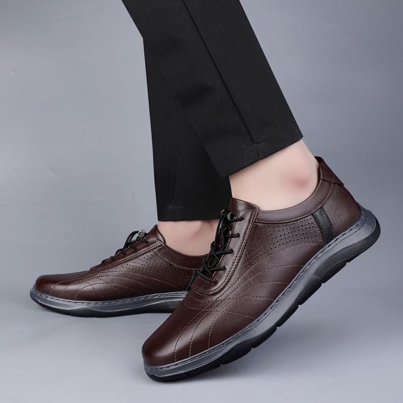 Нескользящие туфли на плоской подошве из натуральной кожи для мужского треккинга 2024 года, новые универсальные мужские повседневные туфли, классические кроссовки для бега на открытом воздухе