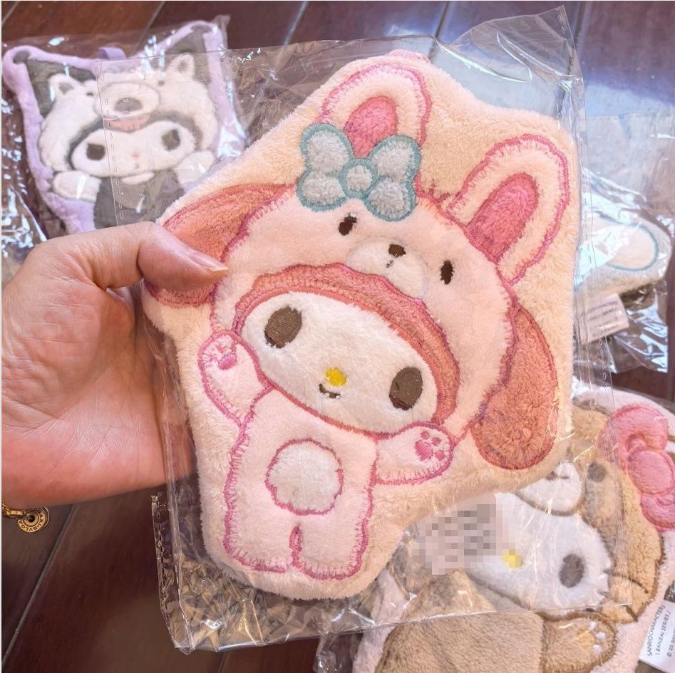 Kawaii Kitty Cinnamoroll Cartoon Hanging Hand Towel Absorbent Thickened Wipe Cloth Kuromi Melody Bathroom Kitchen Household Gift