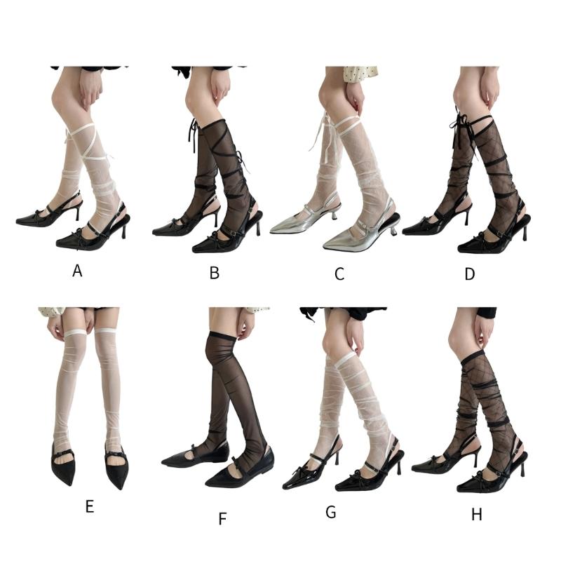 Women's Leg Warmer Summer Sheer Mesh Leg Sleeves Harajuku Leg Cover Stockings Fashion Ankle Heap Socks Long Boot Socks