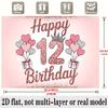 12th Birthday Banner, Glitter Number Backdrop Wall Decor for Party