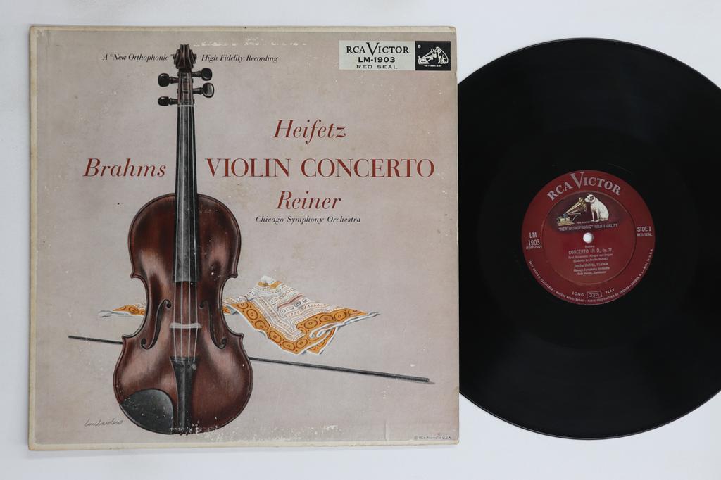 LP Record JASCHA HEIFETZ, FRITZ REINER, CHICA - Brahms Violin Concerto In D Major O LM1903 RCA VICTOR RED 1955 US Classical Used