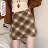 Women's Retro Chic Plaid Wool Midi Skirt for Winter – High Waist A-Line Pencil Skirt