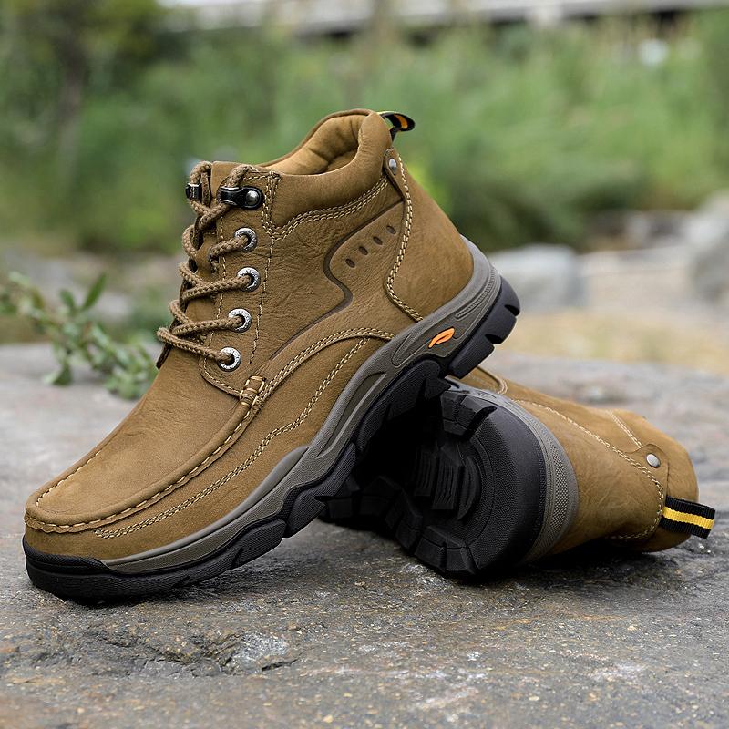 Мужская обувь из натуральной кожи, кроссовки, водонепроницаемые уличные мужские ботинки, зимние мужские походные ботинки