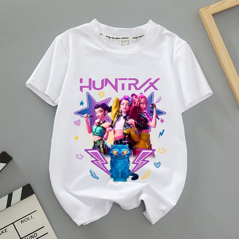 Детская одежда Kpop Demon Hunters Футболка с коротким рукавом Kpop Demon Hunters Футболка Tiger Harajuku для мальчиков и девочек Подарок