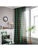 Green Lattice Splicing Dyed American Curtains Bay Window Curtains Semi-blackout for Living Room Bedroom Bay Window Dining Room or Kitchen Bar