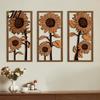 Boho Wall Accents 3Pcs Vintage Sunflower Wooden Decor, Farmhouse Cutout Wood Decor Art, Rustic Hanging Ornament for Living Room Bedroom Home