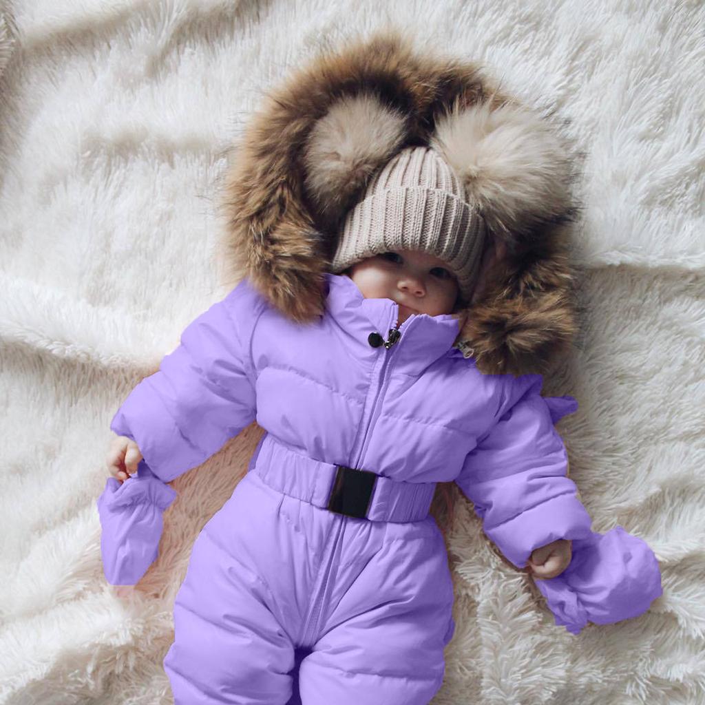 Зимний комбинезон для маленьких мальчиков и девочек, комбинезон с капюшоном, теплое плотное пальто, наряд